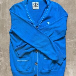 Express Blue Button Front V neck Cardigan Sweater Size Small Preppy Classic